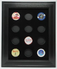 12 CASINO POKER CHIPS (NOT INCLUDED) WALL DISPLAY PICTURE FRAME 8" x 10"