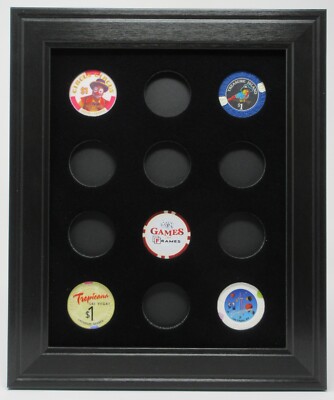 12 CASINO POKER CHIPS (NOT INCLUDED) WALL DISPLAY PICTURE FRAME 8'' x 10''