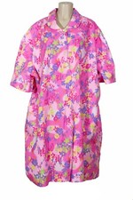 House Dress Duster Snap Front Floral Prints Cotton Poly Made in USA Hot Pink 5X