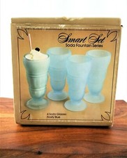 Carlton Glass Smart Set Soda Fountain Series 4 Sundae Frosty Blue Glass Vintage