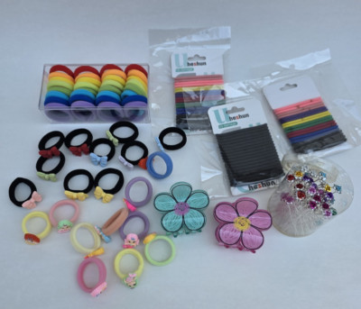Girl's Hair Accessories Gift-Set of Girl's Accessories-Elastic Hair Ties-Clips