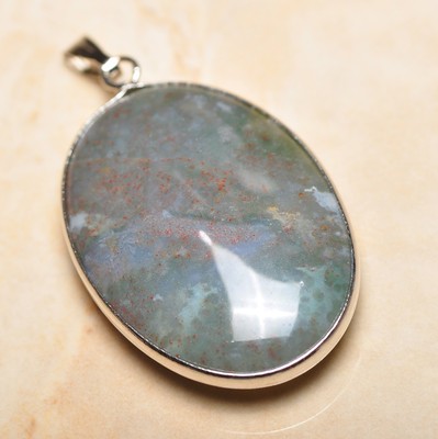 Pendentif En Quartz Fantôme Lodolite Et Agate Mousse Verte - Fait Main - Argent 925 Plaqué - 1,75 Pouce - Neuf