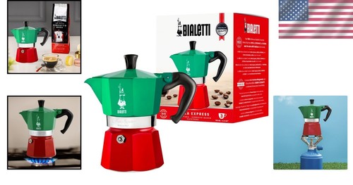 Iconic Moka Pot for Authentic Italian Espresso - 3 Cups in Red and Green - Picture 2 of 9