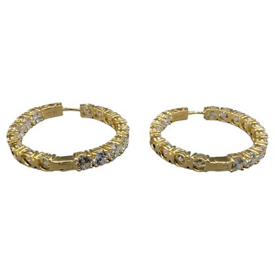 White Cubic Zirconia 18K Yellow Gold Over Sterling Silver Hoop Earrings 29.70ctw