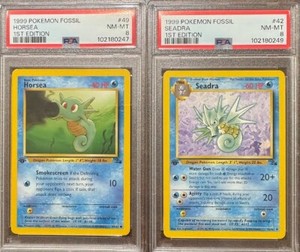 PSA 8 HORSEA 49 SEADRA 42 FOSSIL 1ST EDITION POKEMON NM MINT