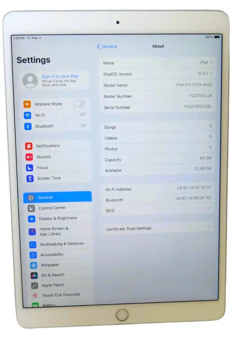 Apple iPad Pro 1st Generation A1701 10.5 Apple iPad Pro 1st Generation A1701 10.5