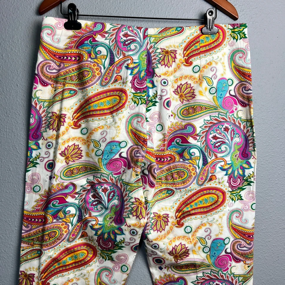 Sharon Young Y2K Boho Paisley Print Crop Pants Colorful Bohemian Casual Size 10 - Image 3 of 4