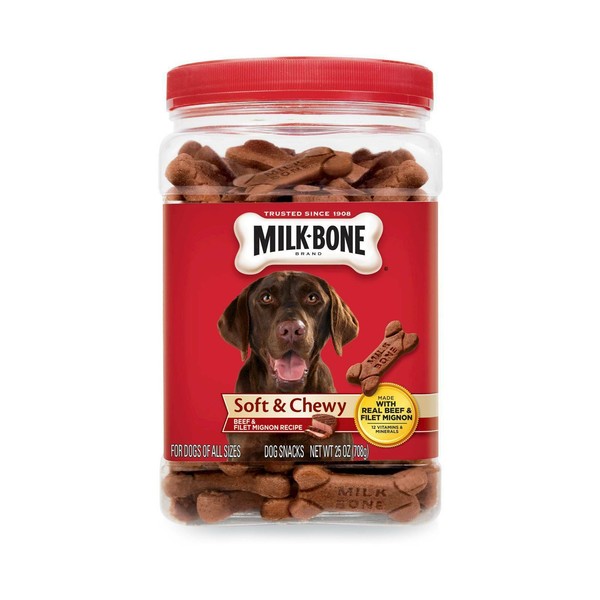 MilkBone Soft and Chewy Treats Filet Mignon Recipe Dog Snacks 25 Oz