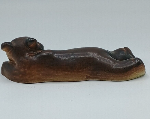 Vintage Arabia Finland Pottery Laying Brown Bear Figurine - Picture 3 of 10