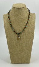 Handmade Natural Stone Bead Faceted Pendant Necklace Choker Womens 16 Inch