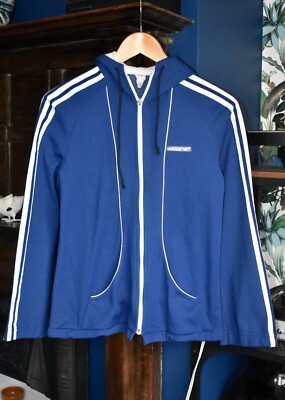 Vintage 70er Jahre Adidas Schaufel Tasche Trainingsanzug Top Jacke Westdeutschland Herren XS Damen M
