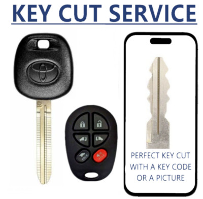 KEY CUT SERVICE + Toyota Sienna 2015 - 2020 Key TOY44H + 6B Remote GQ43VT20T