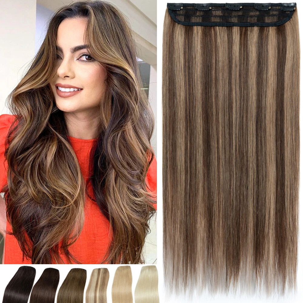 One Piece Real Clip in 100 Remy Human Hair Extensions 3 4 Full