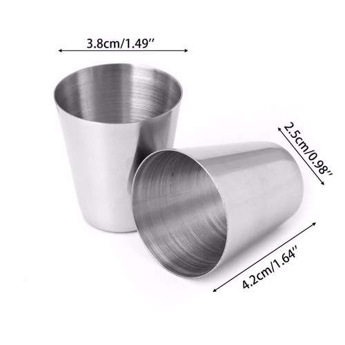 2 Ounce (60ml) Stainless Steel Shot Cups Shot Glass Drinking Vessel Set of 4 - Picture 6 of 7