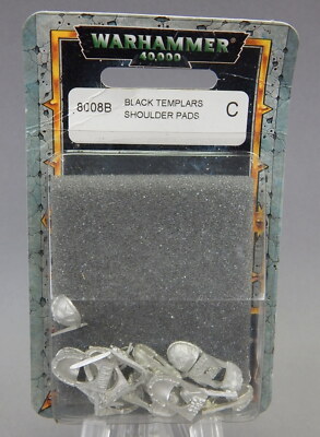 Warhammer 40k 8008B Black Templar Shoulder Pads Pewter Metal 2000 Old