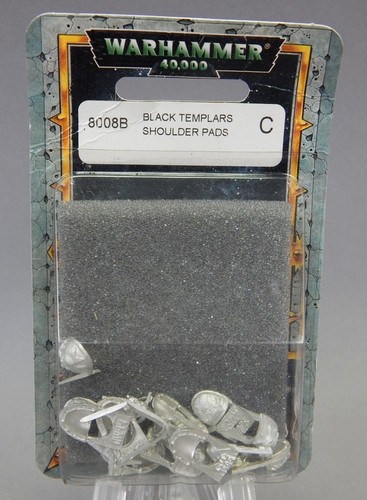 Warhammer 40k 8008B Black Templar Shoulder Pads Pewter Metal 2000 Old