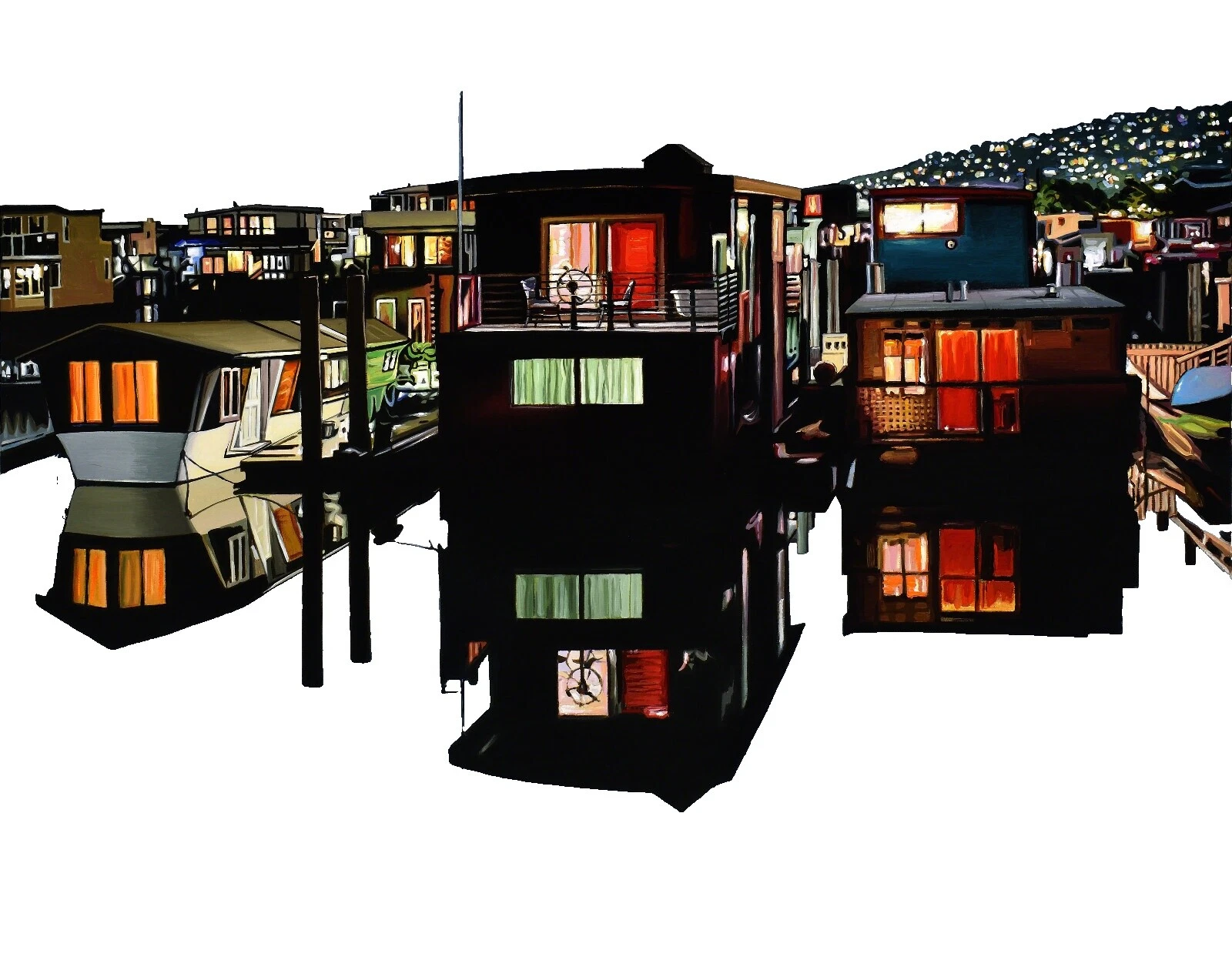 Pinturas artísticas de arquitectura de realismo acrílico