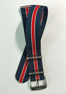 Original MIDO Ocean Star 22mm M026417A Blue/ Red Nylon Fabric Watch Band Strap 