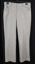 Vtg Farah Polyester Pants Slack 1970s Wide Leg Neutral Plaid Disco Leisure 36x29