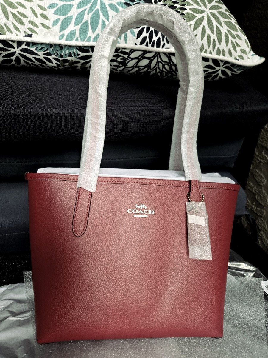 NWT $298 Coach Small City Tote Bag In Bold Red/Gold CT859 | eBay