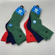 6 Pairs Adidas Sport High Quarter Relaxed Fit Red Socks Mens 8-12, Womens 10-13