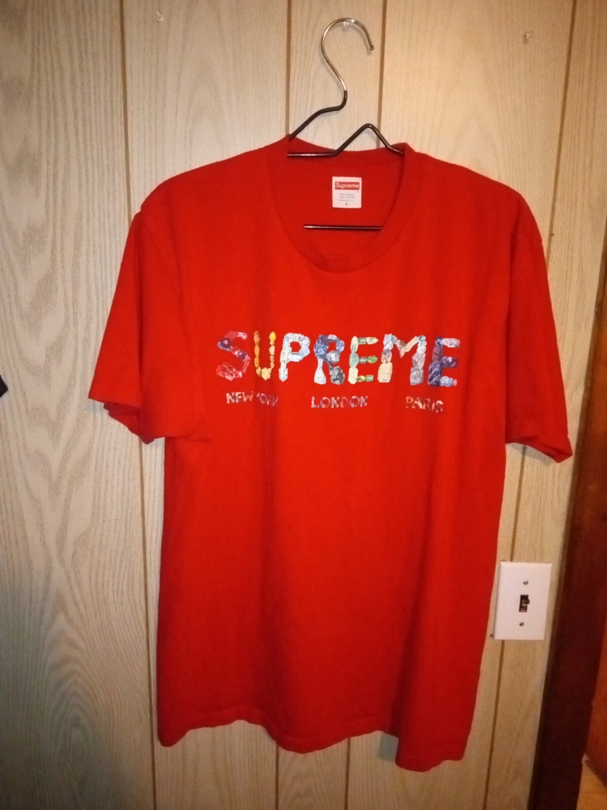 Tee shirt rouge Supreme Rocks manches courtes L homme PAS DE FISSURES