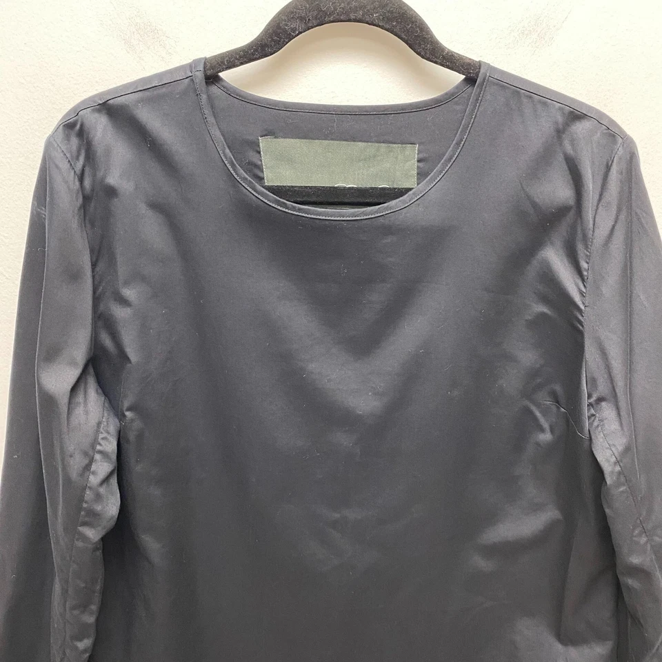 Blusa de algodón con cuello redondo y cremallera trasera manga larga negra Claridge + King para mujer M Foto 2 de 4