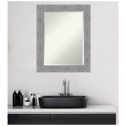 Amanti Art Wall Mirrors Medium Rectangle Bark Rustic Grey Beveled Glass Casual - 第 5/8 張圖片
