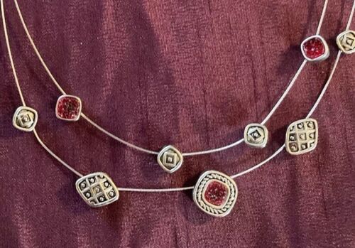 Necklace Choker With Red And Silver Napier - Picture 3 of 8