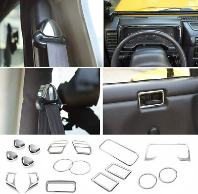 17PC Chrome Full Set Interior Decoration Trim Kit For Jeep Wrangler TJ 1997-2006