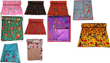 INDIAN VINTAGE BIRD PRINT KANTHA BLANKET THROW QUILT HIPPY BOHEMIAN Quilts