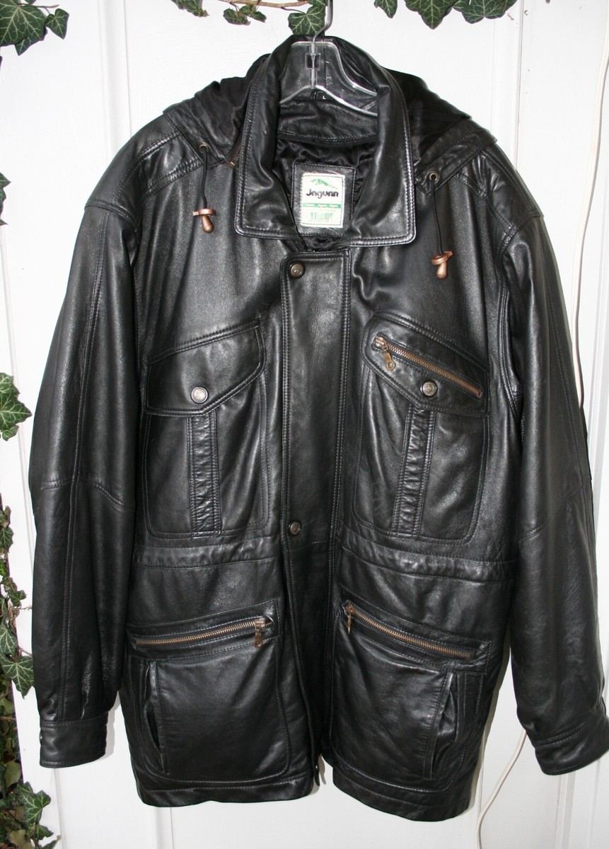 Vintage 90s【変形】all black wool jacket Genuine Jaguar Vintage 90s Black Leather Jacket Coat Made in Italy