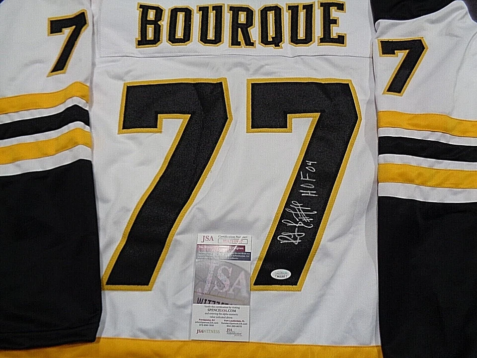 Ray Bourque Boston Bruins Autographed INSCRIB HOF 04 White Style Jersey XL JSA+ - Image 2 of 3