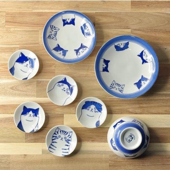 SHICHITA Cat Mino Ware Ceramic Plate Japanese Food Dinner Plate
