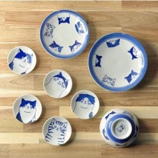 SHICHITA Cat Mino Ware Ceramic Plate Japanese Food Dinner Plate Soy Sauce Dish