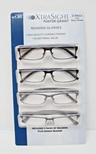 4 Pack Foster Grant XTRA SIGHT Kevin & Pacey Reading Glasses +1.50