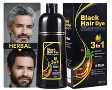 Black Hair Dye Shampoo Natural Instant 3in1 Hair Dye Shampoo 500ml FREE US SHİP