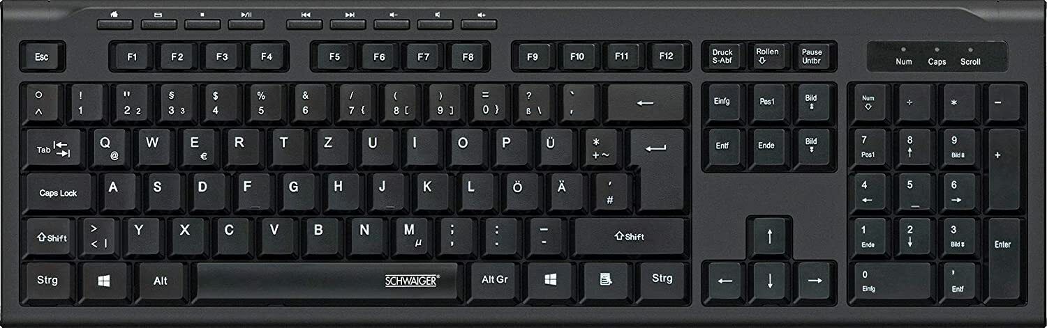 SCHWAIGER USB mechanische PC Tastatur kabelgebunden, QWERTZ-Layout