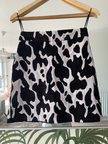 Rare ZARA Black White A-Line 60s Style Retro Structured Mini Skirt Size S £69 - Picture 5 of 8