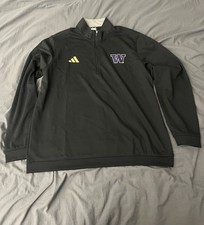 UW Washington Huskies Football Men's Size XL Adidas Black Quarter Zip Pullover