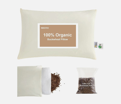 Organic Buckwheat Pillow for Sleeping with Dual-Layer Pillowcase and Extra Ta...