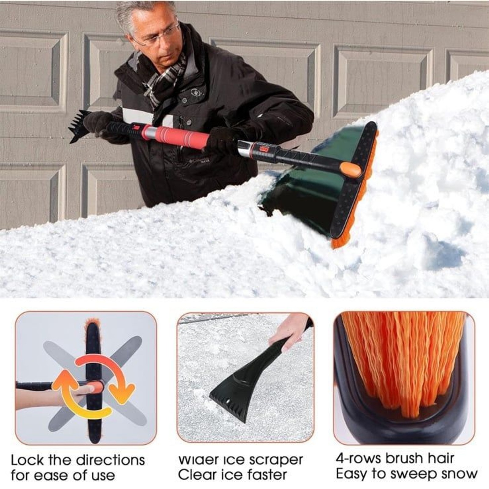 Foval multifunctional detachable snow scraper 2 pack brand new in box scratch re