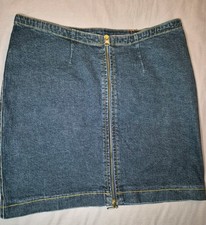 Vintage Miss Sixty Denim Mini Skirt Blue Y2K 90s Zip Front Jean Size 31 12-14