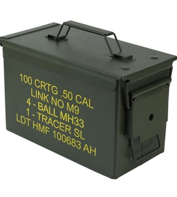 HMF 70011 Munitionskoffer, US Ammo Box, Metallkiste, 30 x 19 x 15,5 cm, grün
