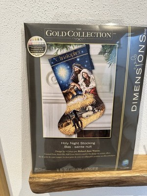 DIMENSIONS GOLD ''HOLY NIGHT STROCKING ''CROSS STITCH   Kreuzstichpackung 41 CM 