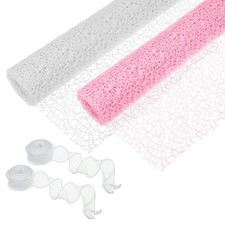 2 Rollen Blumen Wickel Netz Papier 15ft Blumenstrau&szlig; Verpackung Garn Rosa Wei&szlig;