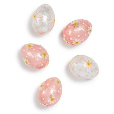 MACKENZIE-CHILDS Rosy Meadow Floral Eggs Set of 5 Pink White NEW