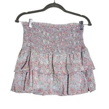 Altar'd State Blue Floral Smocked Mini Skirt NWT Size Large Ruffle Mini Skirt