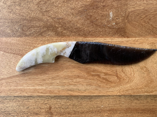 Tommy Masingale Obsidian Knife with Green Onyx Handle