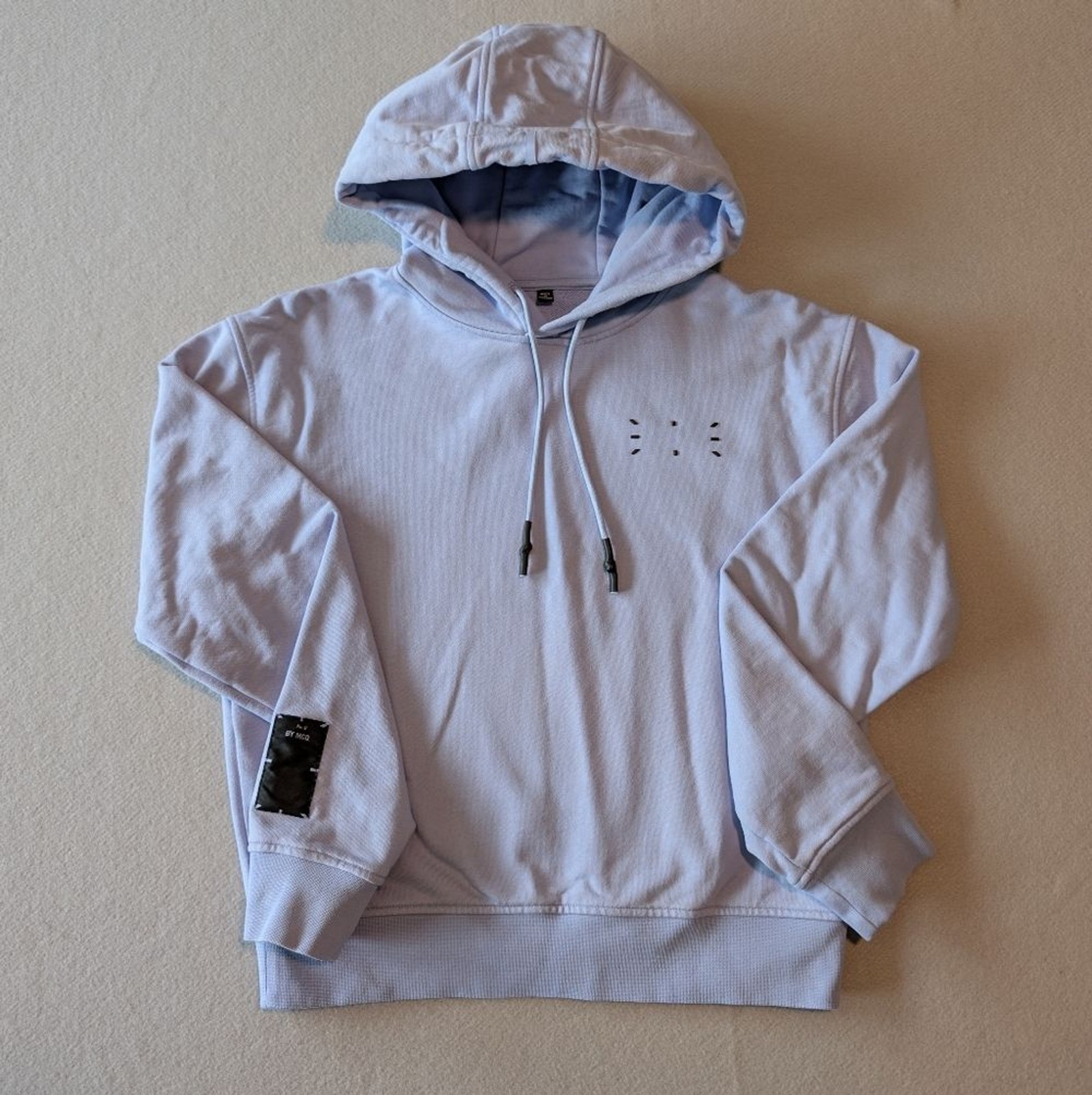 Alexander McQueen McQ Womens Cropped Hoodie Sweatshirt Light Blue Black Sz XS image 4